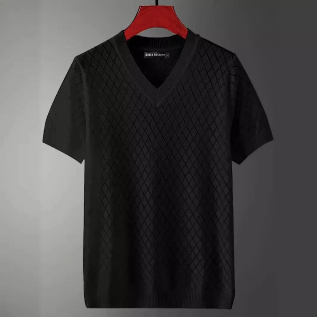Knitted Ice Silk Hollow T-shirt