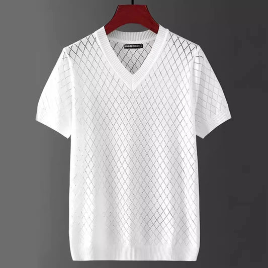 Knitted Ice Silk Hollow T-shirt